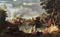 Paisaje con Orfeo y Euridice pintor clásico Nicolas Poussin